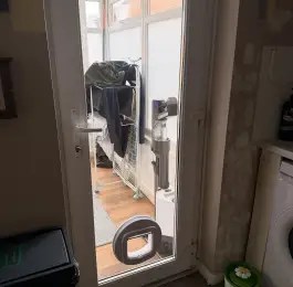 Toughened double Glazed Unit fitted with cat flap&period;: Click Here To View Larger Image